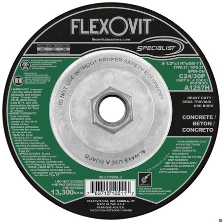Flexovit DEPRESSED CENTER GRINDING WHEEL A1257H